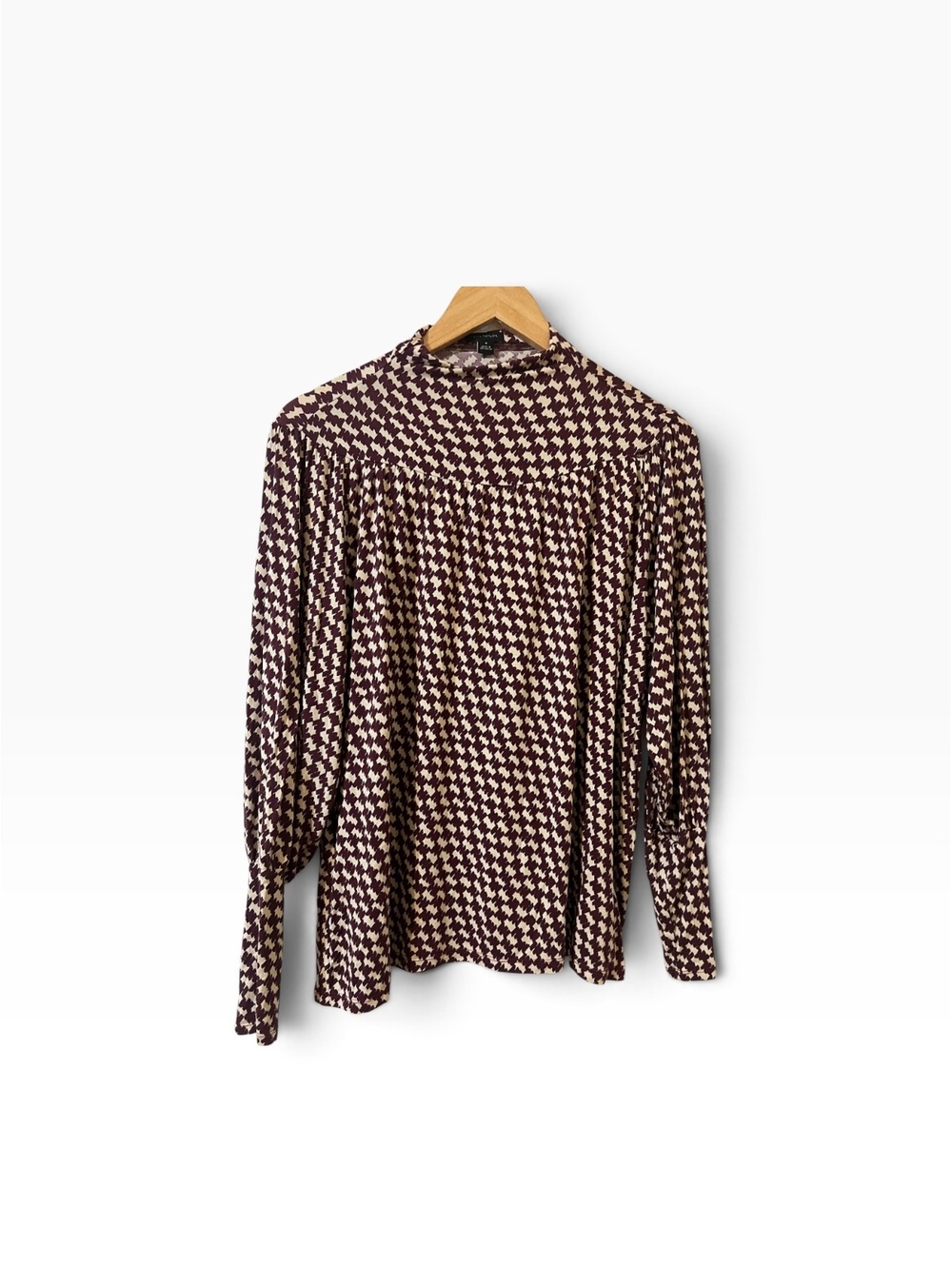 Ann Taylor Women's Medium Purple and Cream Long Sleeve Blouse
